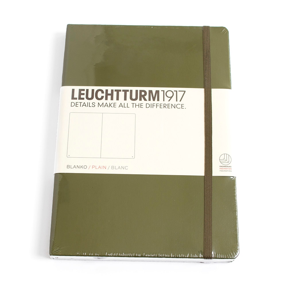Leuchtturm, Memo & Notebooks, Hardcover, Art & School, Medium, A5, Plain, 148829, Army